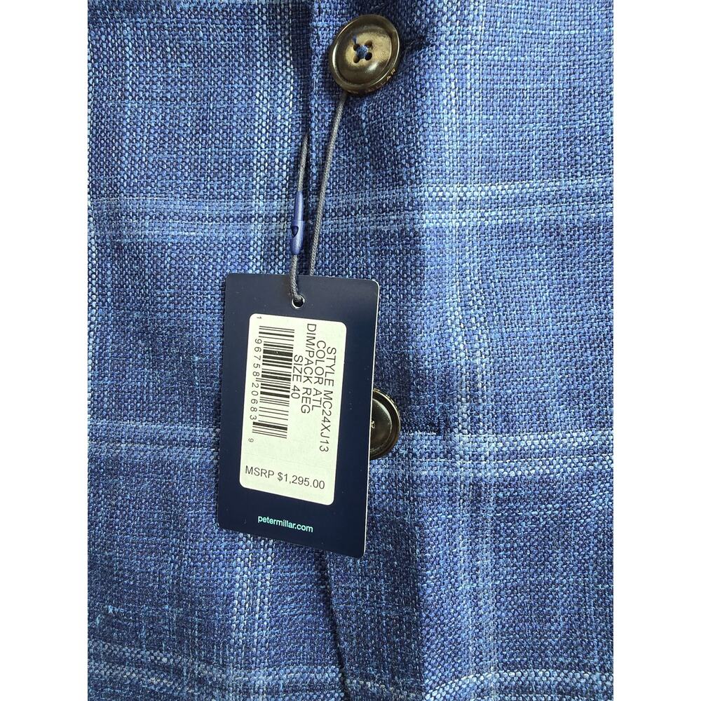 Peter Millar Collection Wool Silk Linen Sport Coat Blazer 40R Unlined Windowpane - Picture 3 of 14
